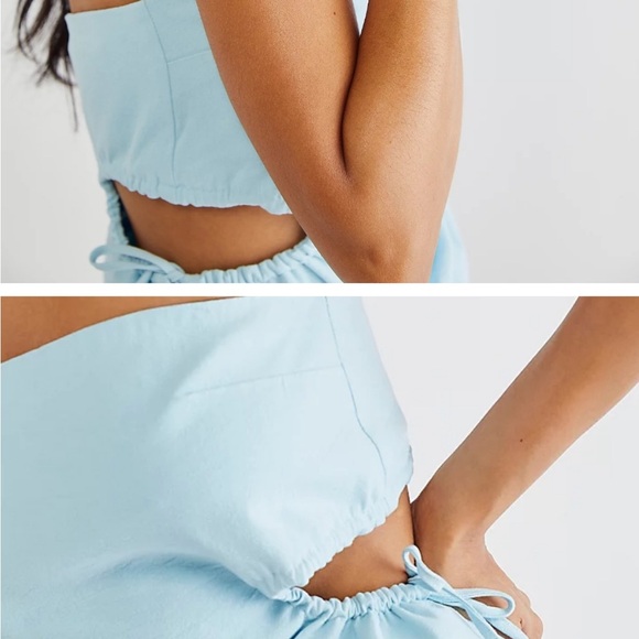 Third Form x Free People Lake Life Blue Pressed Flowers Strapless Tube Top 2 - Picture 3 of 3